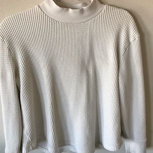 Madewell Ivory Waffle Knit Faux TurtleNeck Top Size M